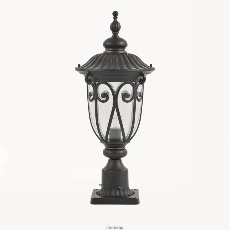 Lanterne d'extérieur vintage noire de 61 cm (24 po), en aluminium étanche avec verre bullé