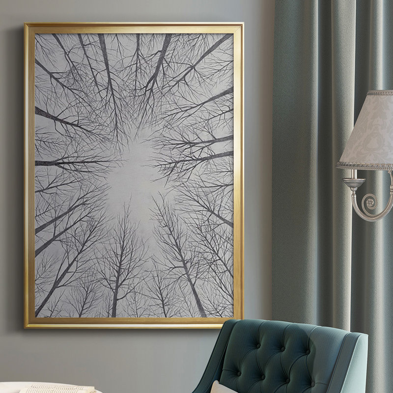 Toile à feuilles caduques II - reproduction d'un seul cadre photo, Or, H 42,5 po x l 30,5 po x P 1 po
