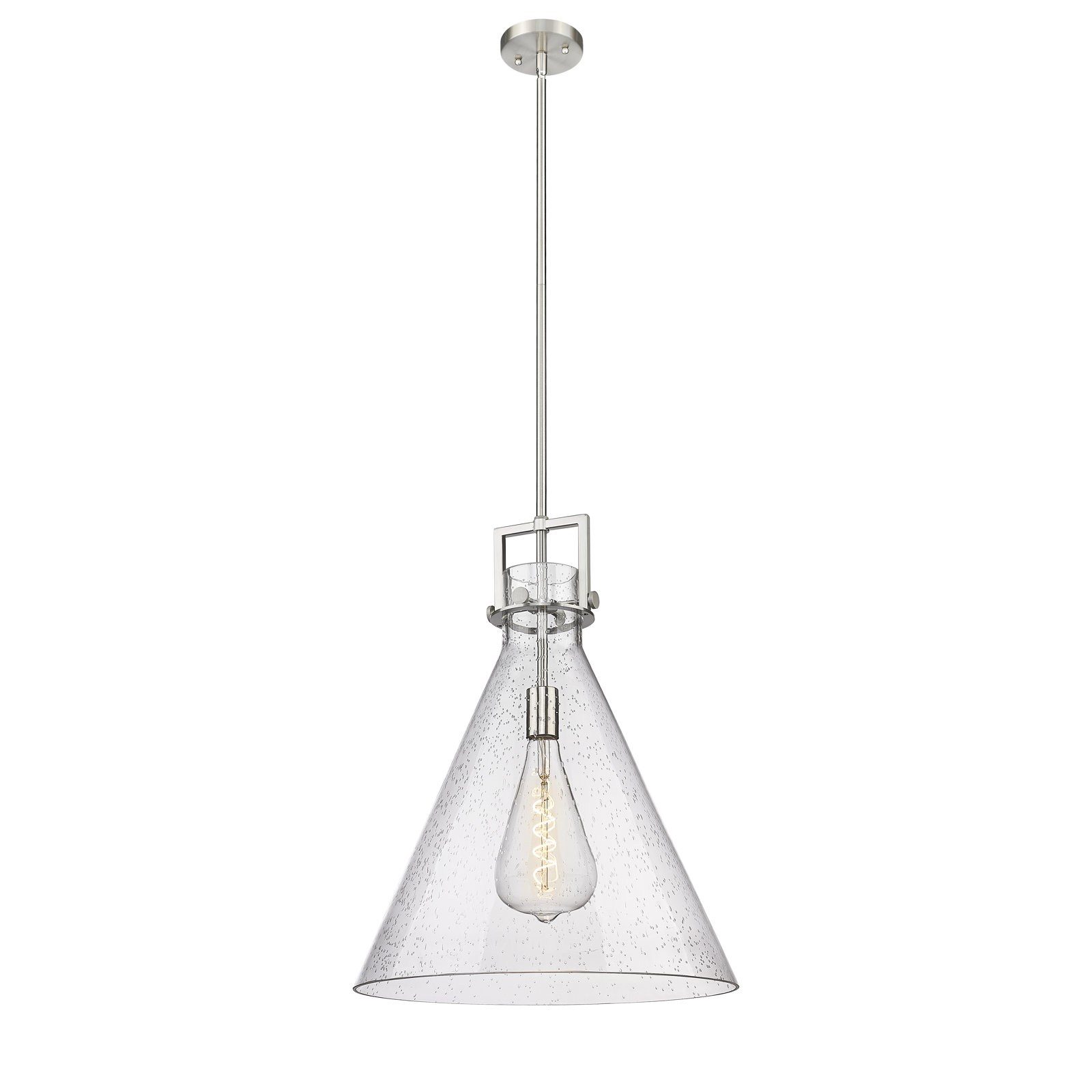 Coterie Single Light Glass Dimmable Pendant, Seedy, 22.75" H x 18" W x 18" D, Satin Nickel