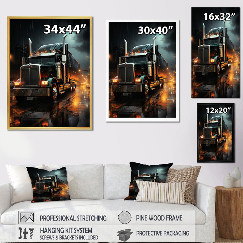 Mini camion de minuit croiseur II - décoration murale camion, Cadre photo noir, H 32 po x l 24 po x P 1 po