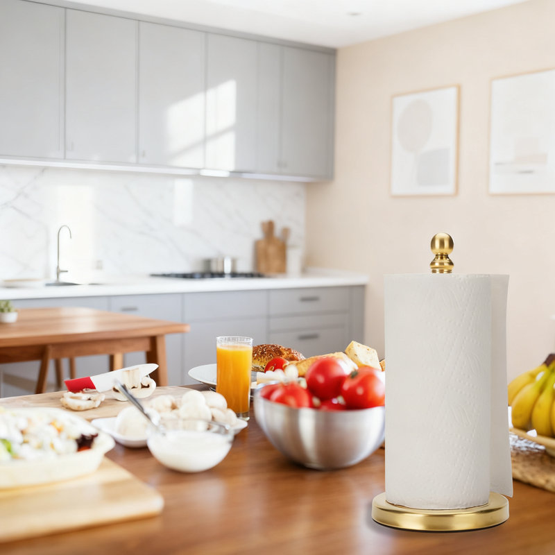 Porte-essuie-tout à une main avec base lestée - conception sans embout pour un support de comptoir en acier inoxydable