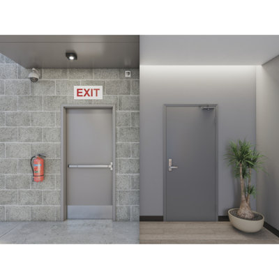 Flush Doors Series 36" x 80" Left-Handed Stainless Steel Finish, Metal Commercial 18G Door Kit w/ 16G Frame & Hardware
