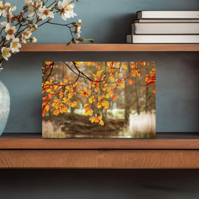 Golden Oakaas Whispers Rustic Vibrant Abstract Oak Autumn Forest Wall Art