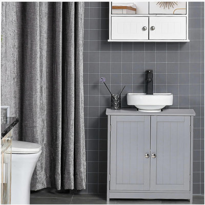 Armoire de rangement pour lavabo de base, armoire de salle de bain avec lavabo encastré en U et tablette réglable