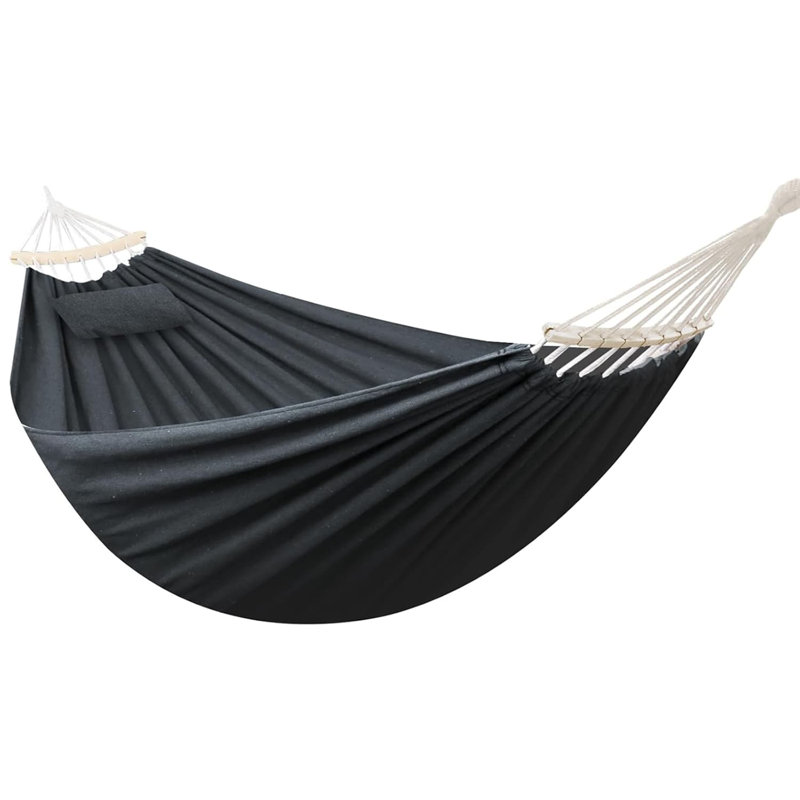 Luxury Cotton Hammock with Spreader Bar & Pillow - Indoor/Outdoor