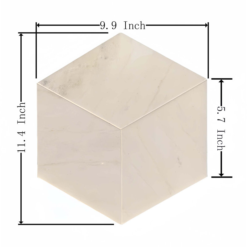 Carreau de marbre hexagonal naturel poli pour mur et plancher, 1 boîte de 12 pièces
