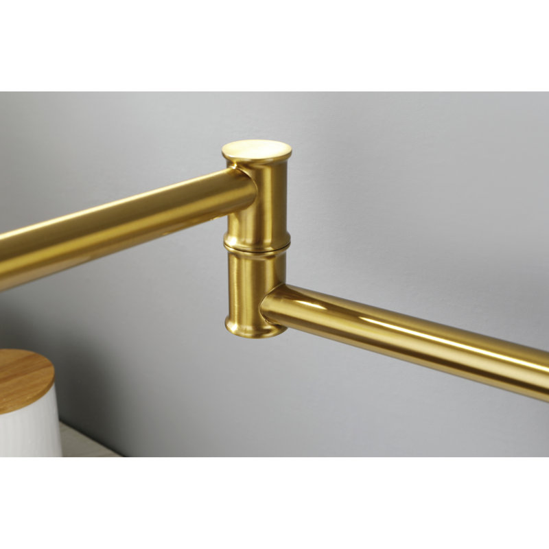 Pot Filler Faucet Wall Mount - Brass, Gold Color, Double Handles, Splash- Modern Brass Mount, Gold, Finish
