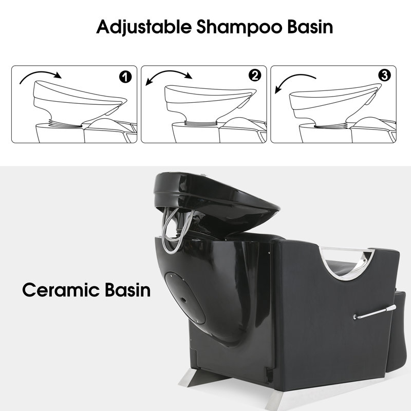 Extended Ceramic Shampoo Bowl Sink Salon Chair