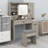 Complete Vanity Set with Glass Top, Storage Drawers, Cabinets, and Matching Stool-1257034669