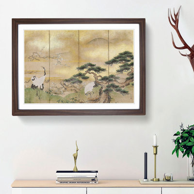 Cranes Beside a Lake by Hashimoto Gaho - Framed Print