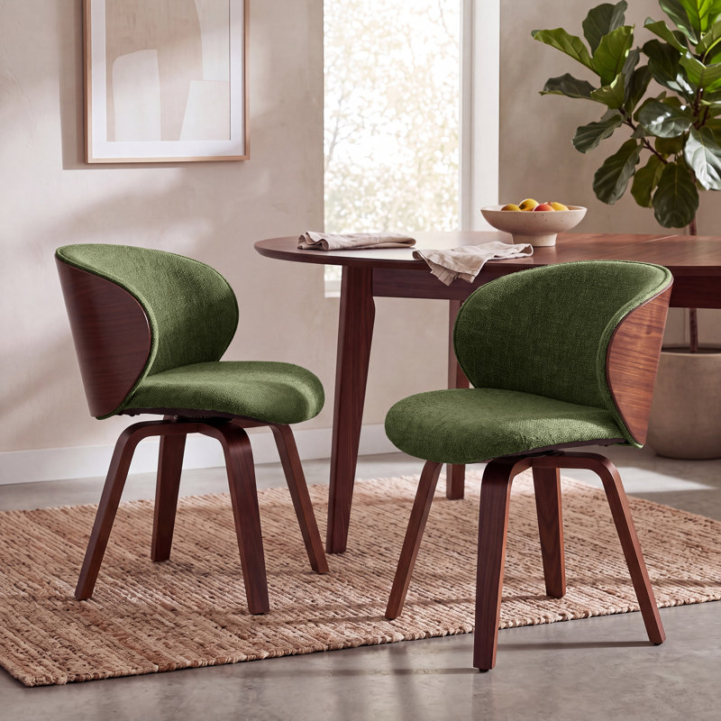 Chaises de salle à manger pivotantes en bois cintré, Vert