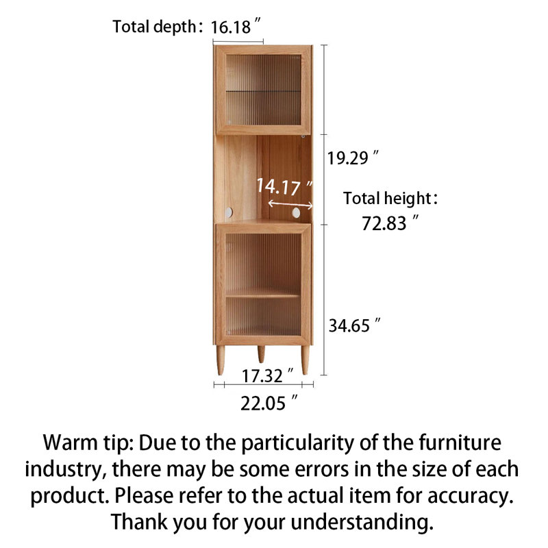 Armoire de rangement entièrement en chêne massif avec compartiment à trois zones