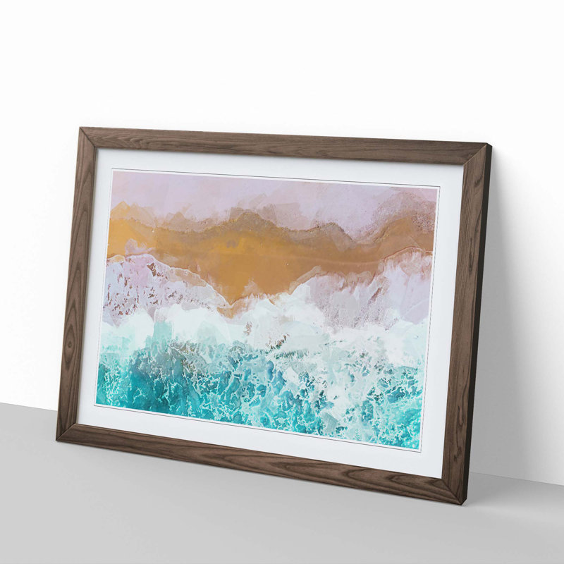 Beach on the Almafi Coast in Abstract - Picture Frame Graphic Art Print, 27cm H x 36cm W x 2cm D, Walnut Framed
