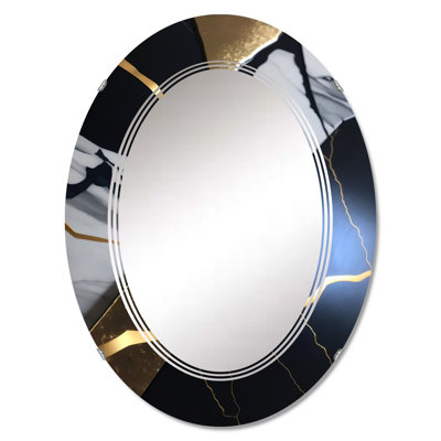 Plummie Abstract Geode Gold Marble I - Abstract Marble Wall Mirror
