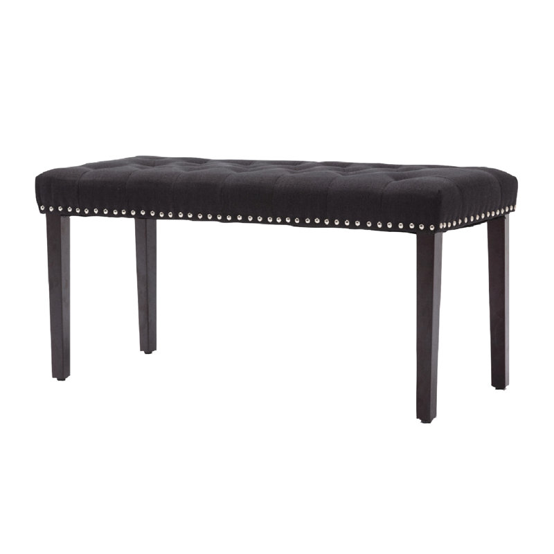 Polyester Blend Upholstered Bench, Black