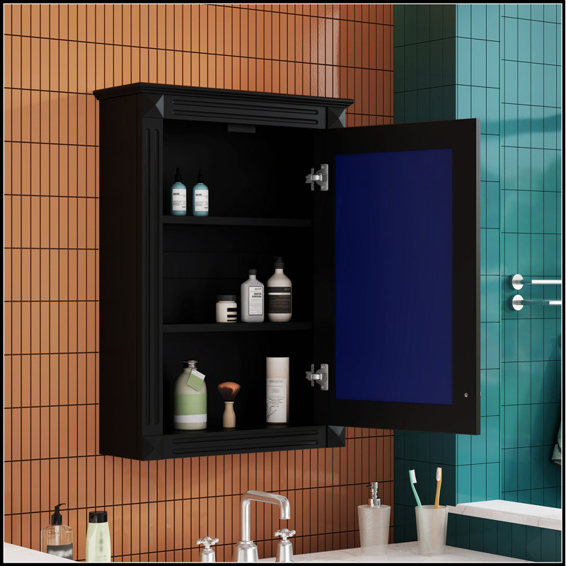 Armoire de rangement murale pour salle de bain avec miroir, tablette réglable et conception compacte pour les salles de bain modernes