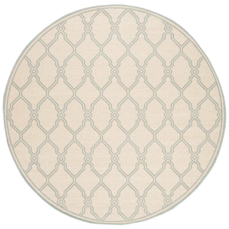 Ferrill Linden 100 Performance Geometric Indoor/Outdoor Area Rug, Round 6'7"