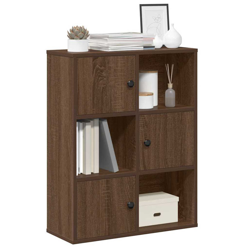 Bookcase 60X24x76.5 Cm Engineered Wood, Brown Oak