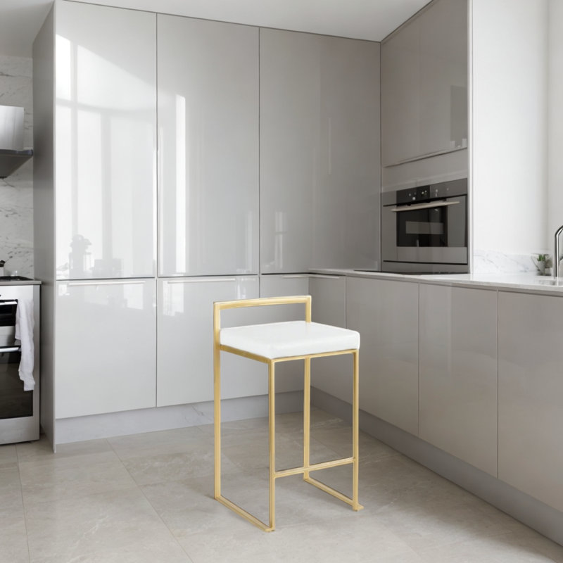 Melsa Counter Stool, White, Gold