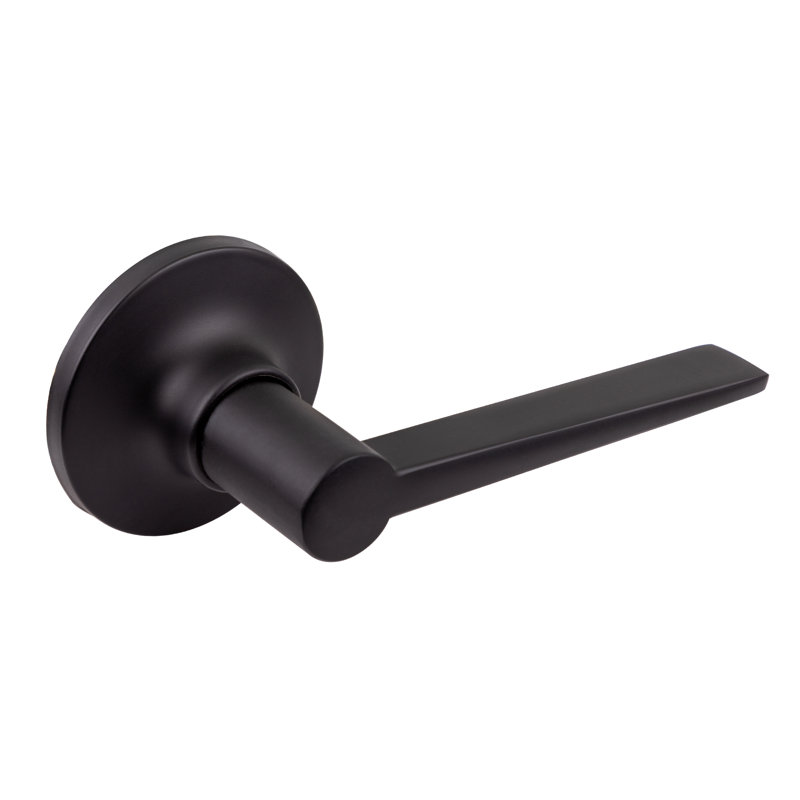 Levier de porte de passage sans clé avec rosette ronde, Noir mat