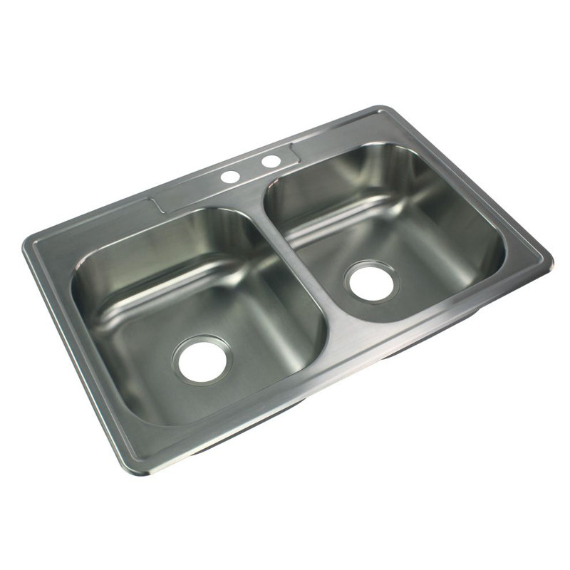 33'' L Double Bowl Stainless Steel Kitchen Sink, 2-Hole (MR2)