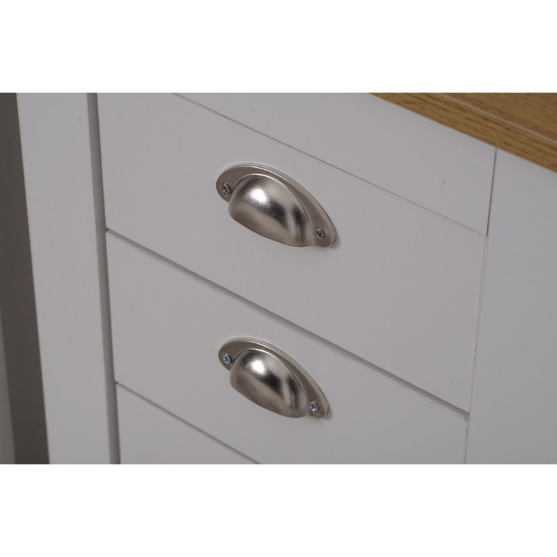 Nestora 3 Drawer Bedside Table, White/Oak
