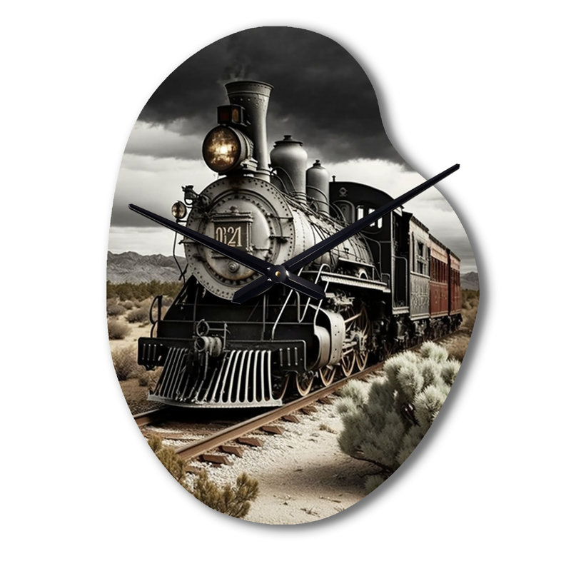 Train On The Track I - Pear Shape Large Transportation Train 3D Wall Clock, Small