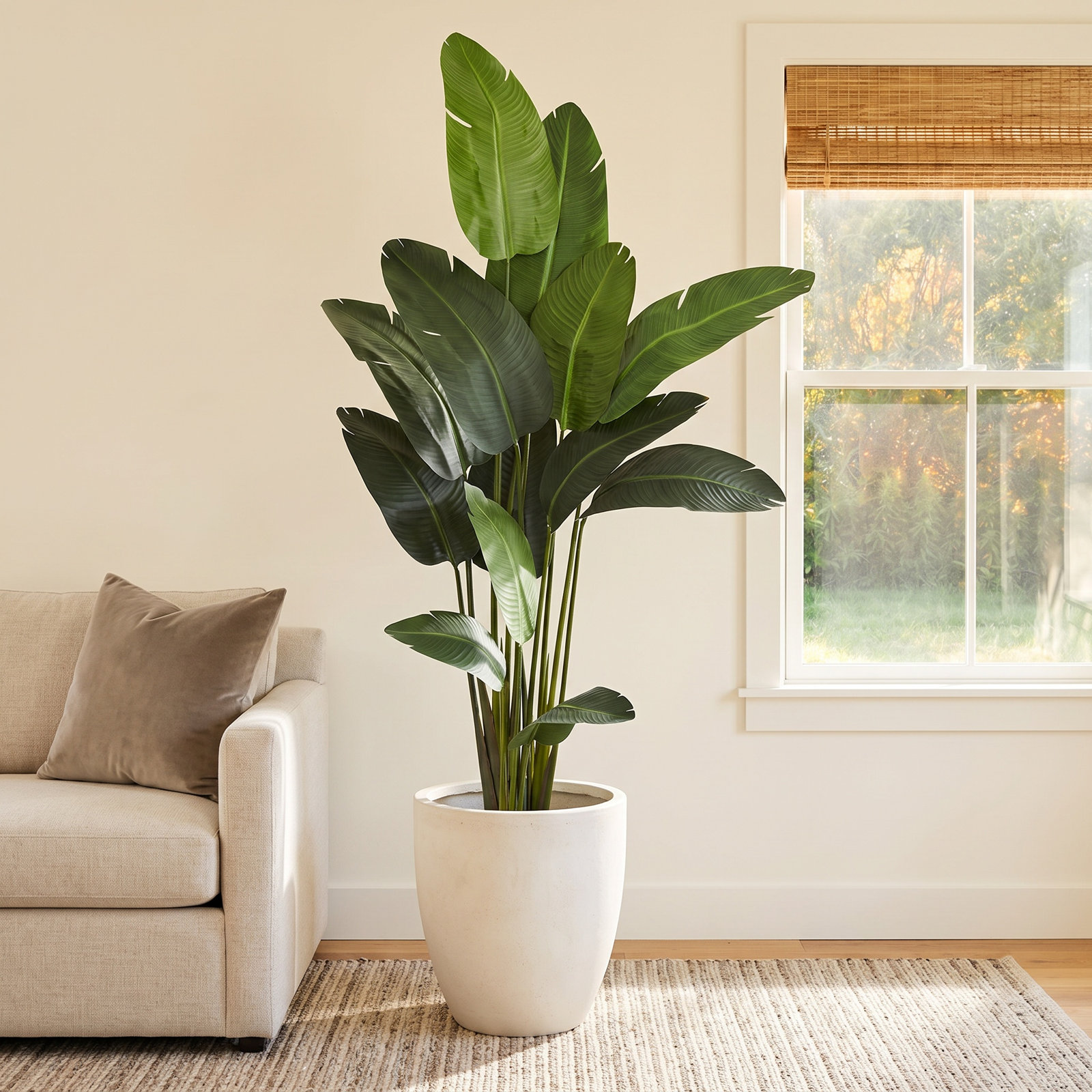 Faux Palm Tree in Planter, 84"H x 30"W x 15"D