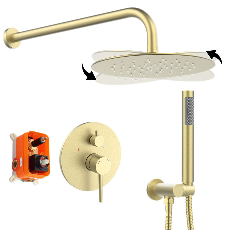 10 in. Multi-Function Adjustable Handheld Shower Head 2.5 GPM, Gold