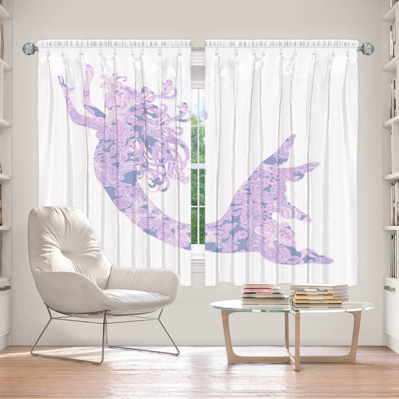 Paire de rideaux obscurcissant en polyester Rossy, L 56 po x L 78 po, Lavande / pervenche / blanc