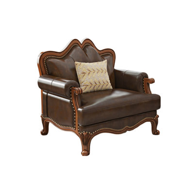 European Style Simple Retro Leather Chair Leather Armchair