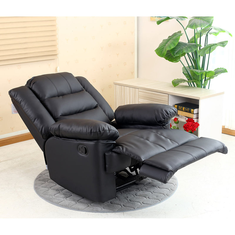 Manual Leather Match Manual Recliner, Black