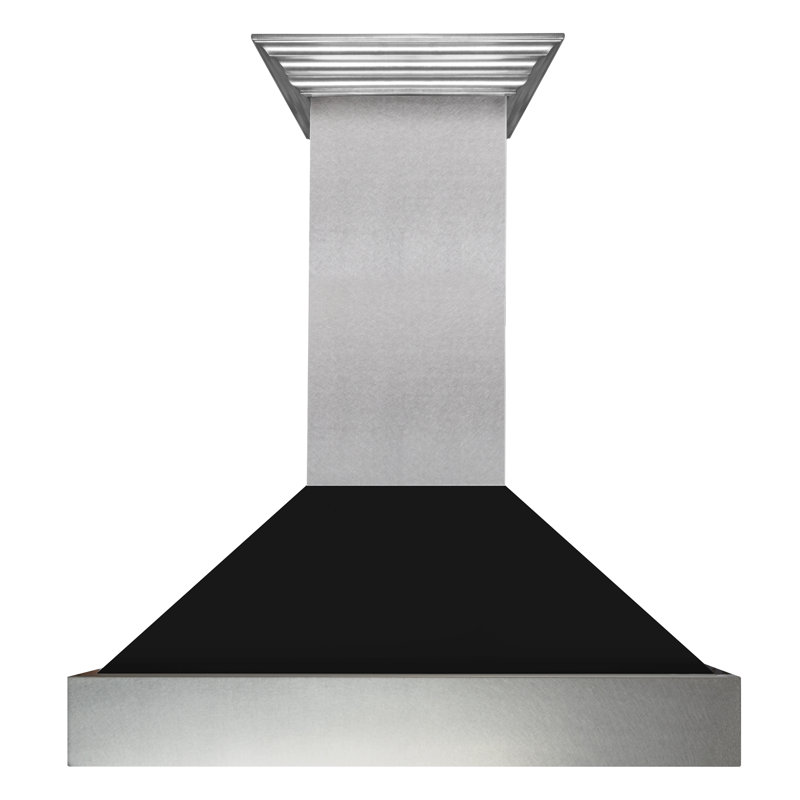 ZLINE 30 po Hotte de cuisine murale en acier inoxydable à conduit avec coque, Noir mat
