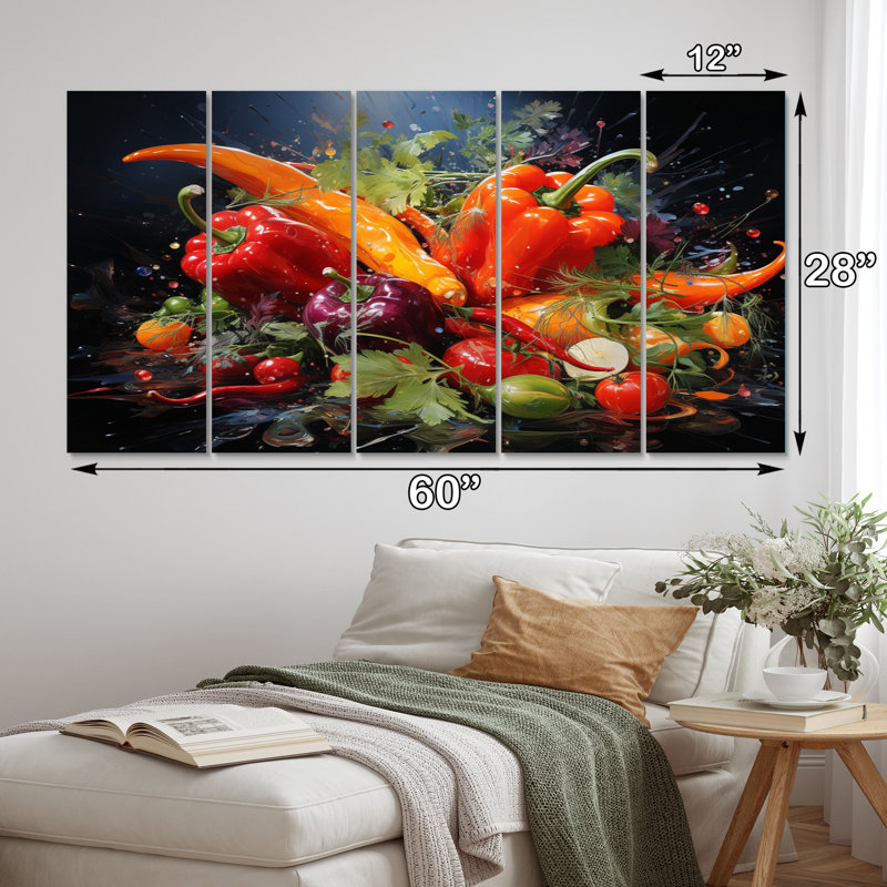 Ensemble de décoration murale piment rouge légumes et légumes