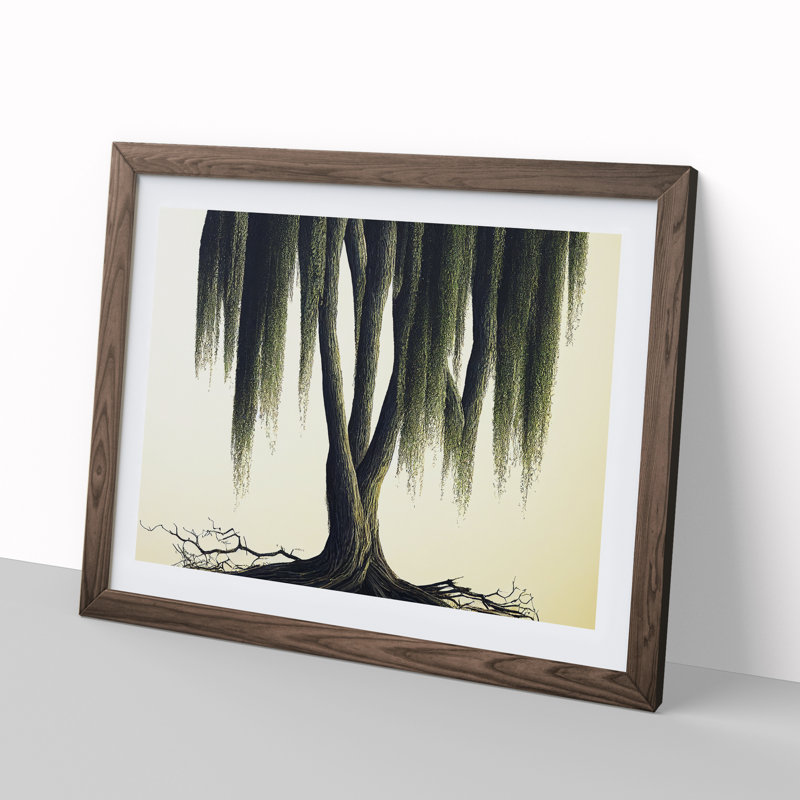 Sensational Weeping Willow Tree - Framed Print, 25cm H x 34cm W x 2cm D, Walnut 