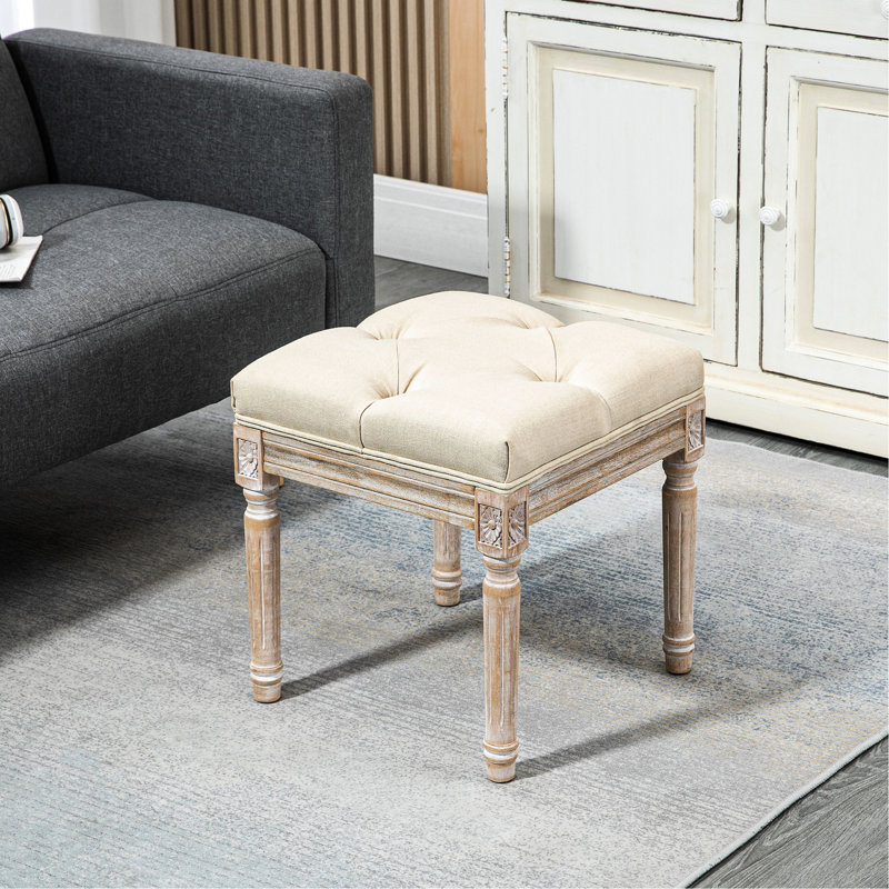 Beige rustique, siège avec pieds en bois pour la chambre à coucher, le salon, le revêtement polyvalent et les pieds du bureau,
