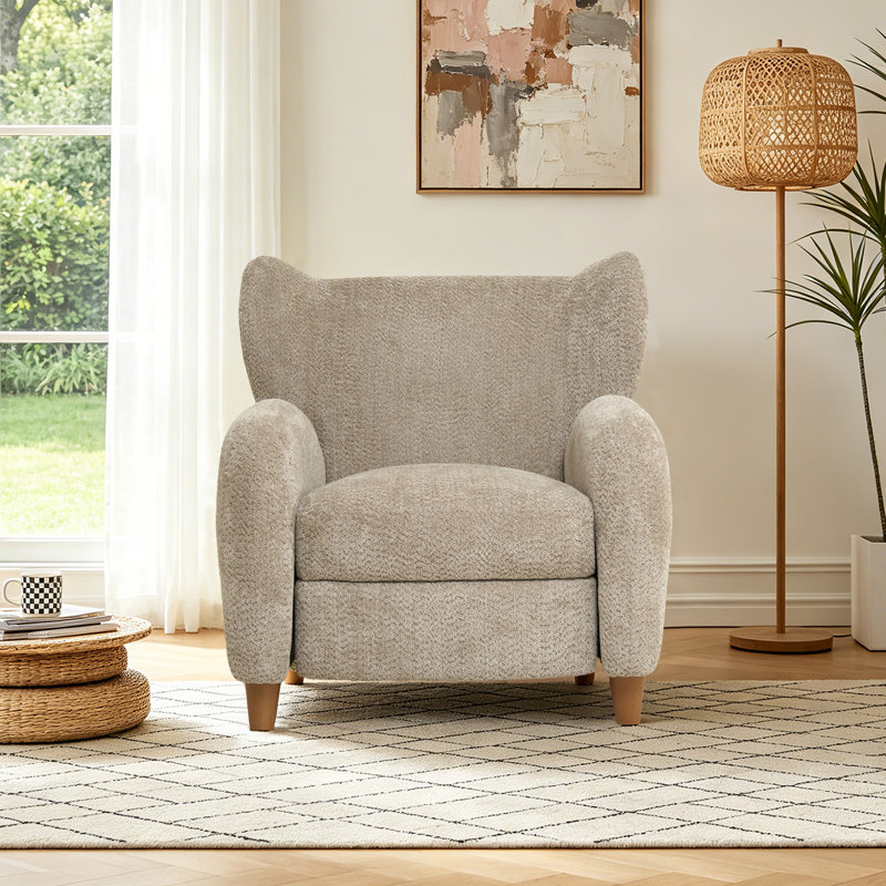 Fauteuil inclinable berçant réglable en chenille avec repose-pieds rétractable Durrant, Chameau