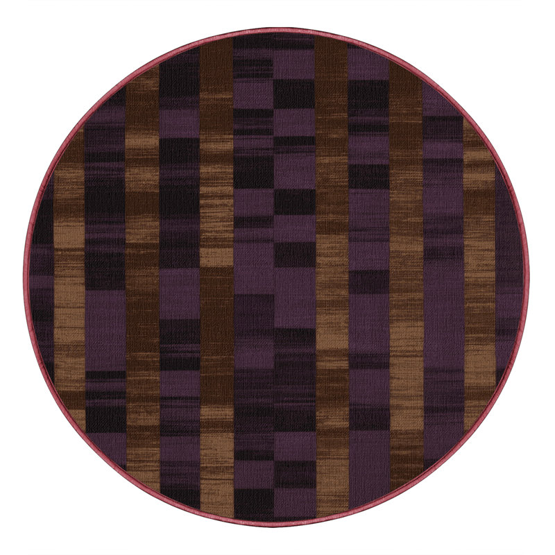 Tapis brun à carreaux lavable à la machine, Rond 6 pi