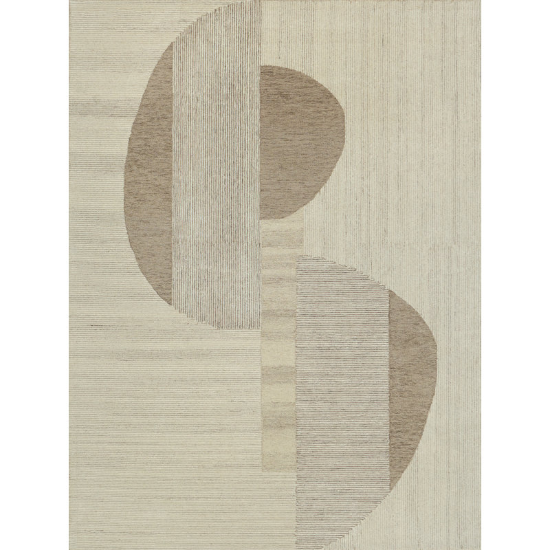 Mikura Hand Tufted New Zealand Wool Taupe/Light Brown/Ivory Area Rug, 8'X10'