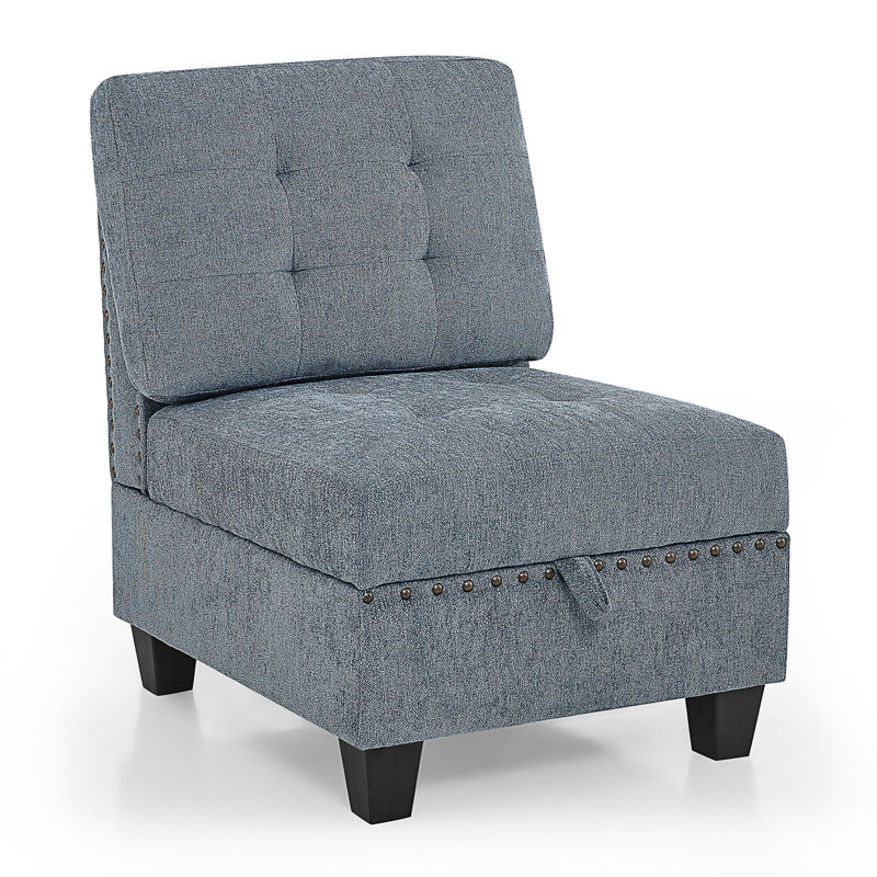 Canapé modulaire modulaire, canapé modulaire rembourré avec rangement DIY, Réversible, Chenille bleue