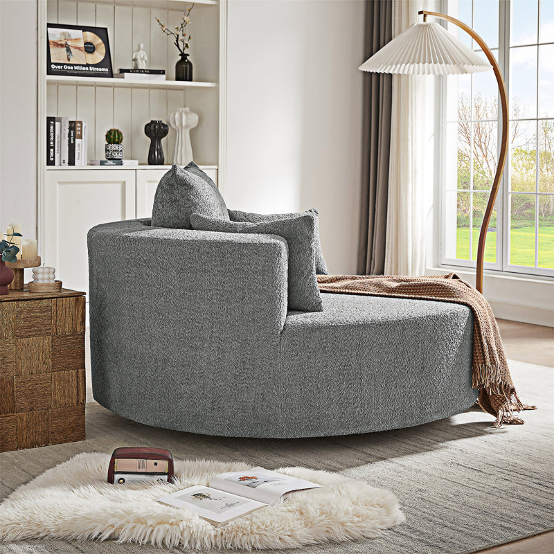Chaise pivotante ronde avec coussins amovibles, Gris foncé