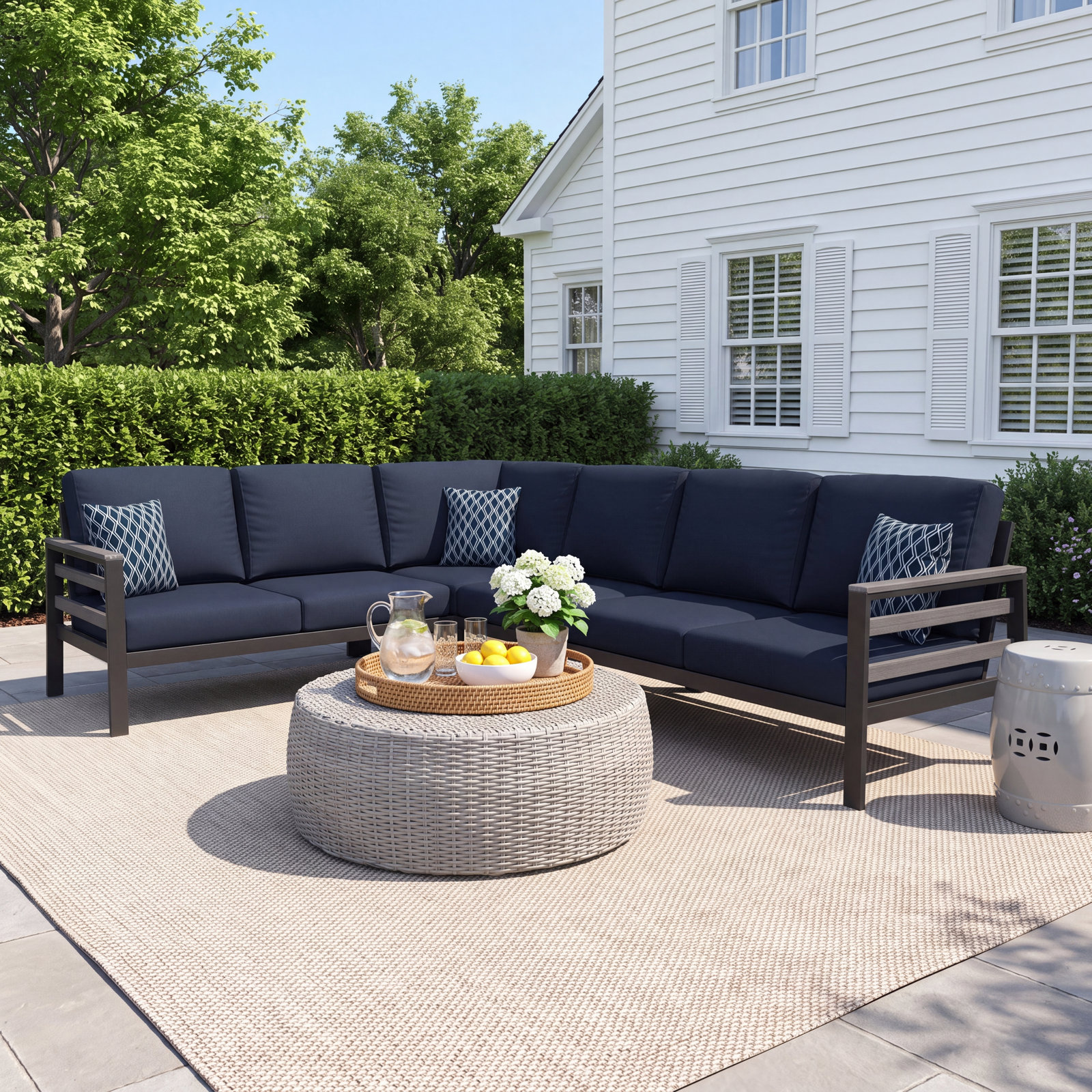 Townsend 88" Sunbrella® Patio Sofa, Canvas Navy Sunbrella® Canvas
