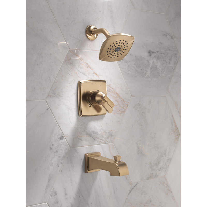 Garniture de robinet de baignoire et douche à pression équilibrée avec moniteur Ashlyn, Champagne champagne
