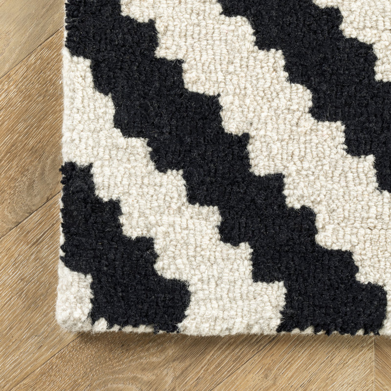 Tapis en laine à motif géométrique pour le salon, la chambre à coucher, la salle à manger et la cuisine Decca, beige / brun