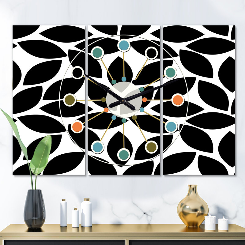 Horloge murale surdimensionnée à motif géométrique xii Mid-Century