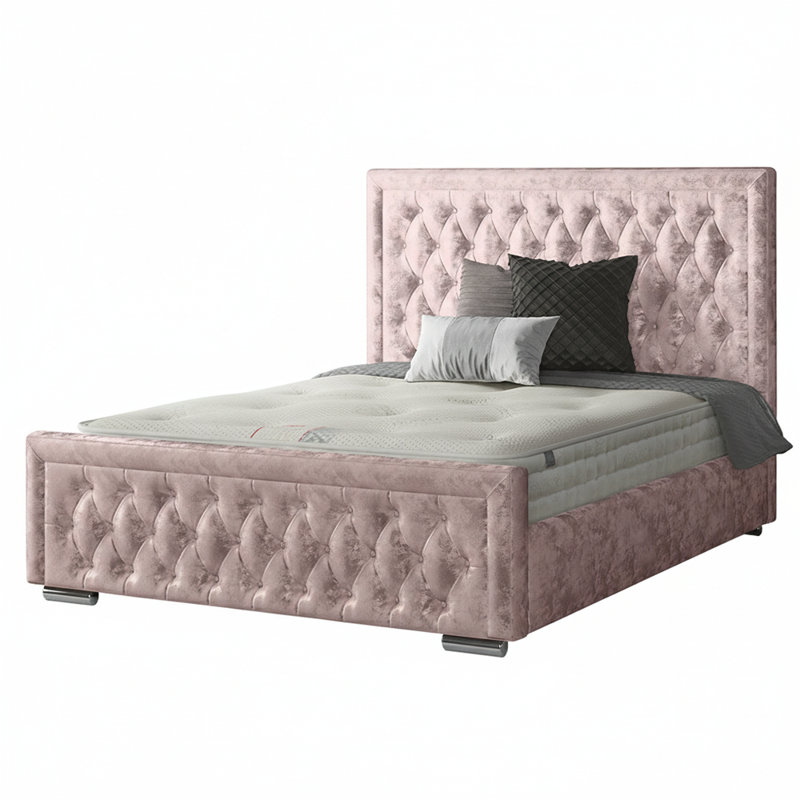 Oneybrook Upholstered Bed, Double (4'6), Pink