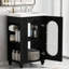 Meuble-lavabo de 20 po avec lavabo, meuble-lavabo avec tablette à deux niveaux, tablette réglable, bois massif et panneau de fibres à densité moyenne, noir-720016885