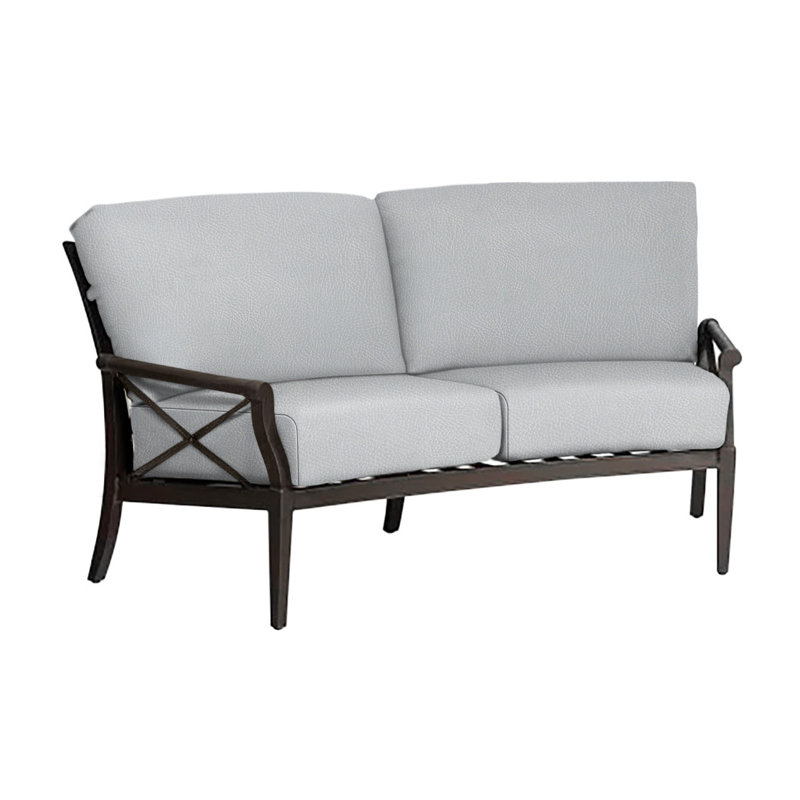 Andover 74.5'' Wide Aluminum Loveseat with Cushions, Denver Scarlett Sunbrella®, Textured Black