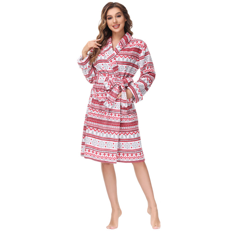Cranberry XL Microfiber Polyester Plush Bathrobe