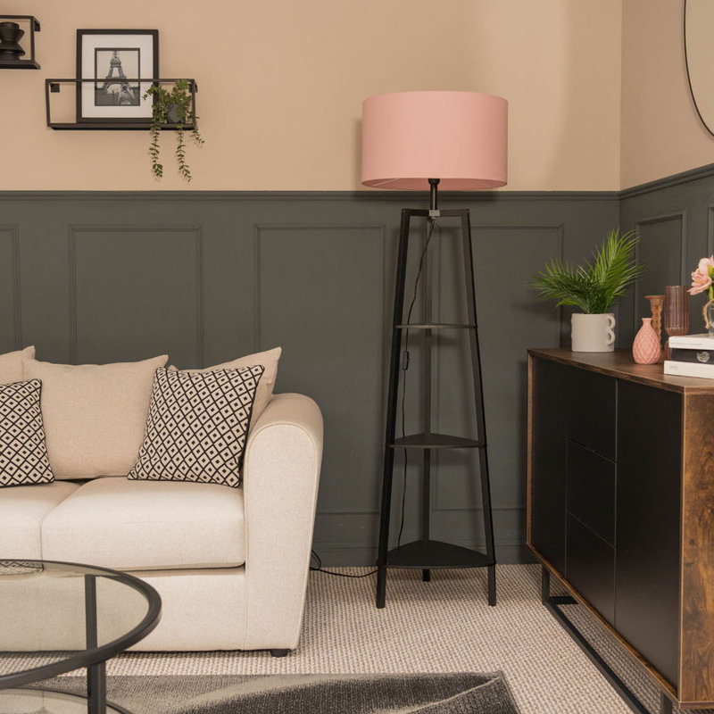 Aidrian 155cm Tripod Floor Lamp, Dusky Pink, Black, Yes